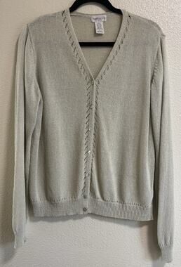 VTG Van Heusen Cardigan Women’s Size L Grannycore Ramie Cotton Knit Button Up